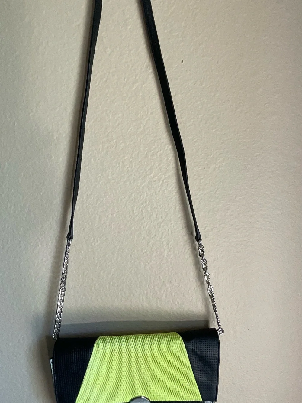 Milly Black and Neon Yellow Crossbody Bag - Sleek Lightweight Shoulder Bag